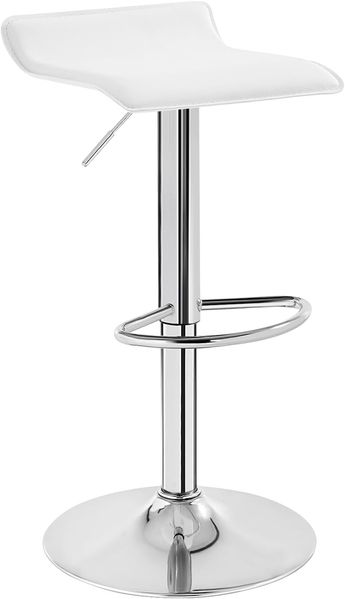 WOLTU BH11ws-1 Design Hocker Barhocker, stufenlose Höhenverstellung, verchromter Stahl, Antirutschgummi, pflegeleichter Kunstleder, gut gepolsterte Sitzfläche, Weiss