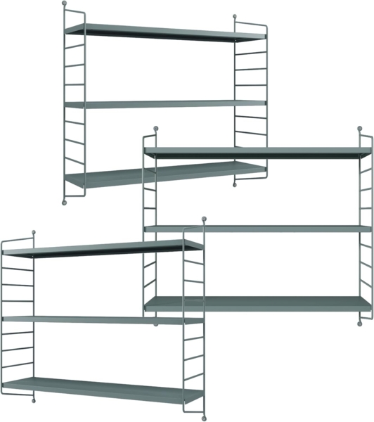 Modulares Wandregal Strängnäs 3er Set Graublau [en. casa]