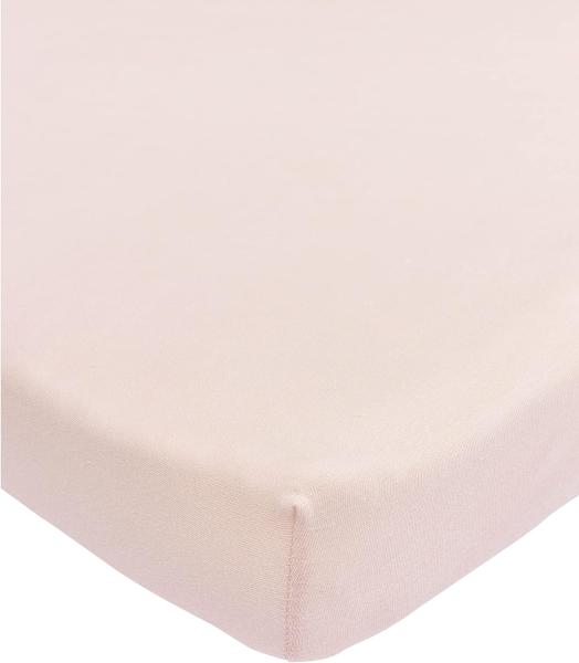 Meyco Baby Uni Spannbettlaken für die Laufgittermatratze (Bettlaken mit weicher Jersey-Qualität, aus 100% Baumwolle, perfekte Passform durch Rundum-Gummizug, atmungsaktiv, Maße: 75x95 cm), Soft Pink