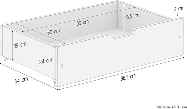 Zweiteiliger weißer Bettkasten Massivholz Buche 90.10-BS35W Bild 6