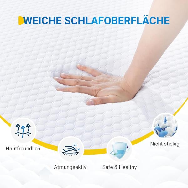 Avenco Topper 140x200,7.5 cm Höhe Matratzentopper aus Gel Memory Foam und Bambusfasern,Matratzenschoner mit Abnehmbarem und Waschbarem Bezug,CertiPUR-US zertifiziert und öko-tex Bild 5