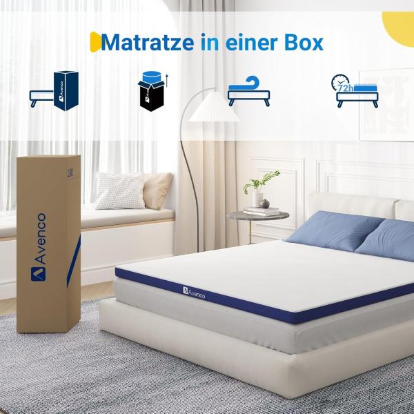 Avenco Topper 140x200,7.5 cm Höhe Matratzentopper aus Gel Memory Foam und Bambusfasern,Matratzenschoner mit Abnehmbarem und Waschbarem Bezug,CertiPUR-US zertifiziert und öko-tex Bild 8