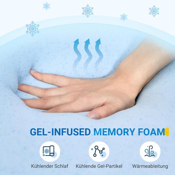 Avenco Topper 140x200,7.5 cm Höhe Matratzentopper aus Gel Memory Foam und Bambusfasern,Matratzenschoner mit Abnehmbarem und Waschbarem Bezug,CertiPUR-US zertifiziert und öko-tex Bild 4