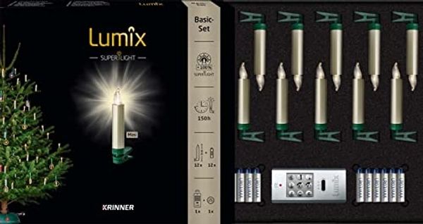 kabellose Kerzen, LUMIX SUPERLIGHT MINI, superhelle warmweiße LEDs, cashmerefarben, Basis-Set, 12 Stück