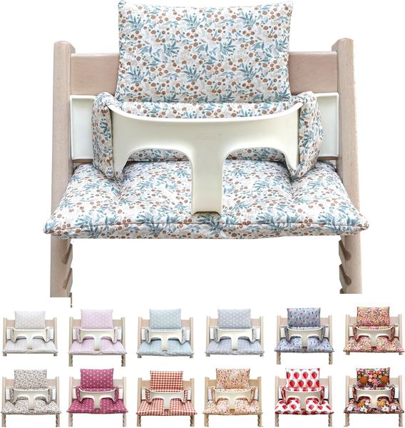 Blausberg Baby, hochwertiges Sitzkissen für Stokke 'Tripp Trapp' Hochstuhl, beschichtet, 2-teilig, Blumenweise Blau