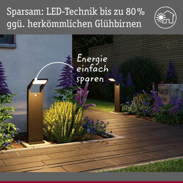 Paulmann 94860 LED Pollerleuchte Juntea Bewegungsmelder Anthrazit IP44 3000K Bild 2