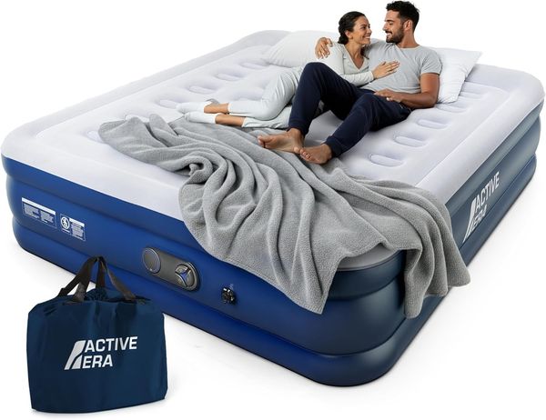 Premium Luftbett Doppel King Size - 203 x 152 x 48 cm - mit eingebauter elektrischer Pumpe und integriertem Kissen