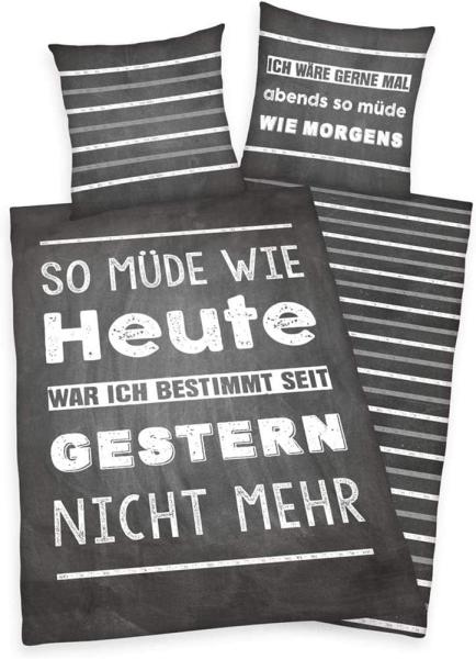 Herding Young Collection Bettwäsche-Set, Wendemotiv mit Spruch, Bettbezug 135 x 200 cm, Kopfkissenbezug 80 x 80 cm, Baumwolle/Renforcé