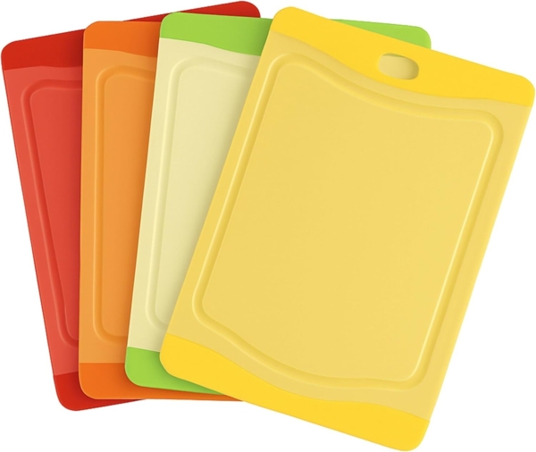 STONELINE Schneidebrett, PP / Kunststoff, (4-St), hygienisch, rutschfest, mit Saftrille und Softtouch-Oberfläche