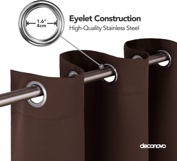 Deconovo Verdunkelungsvorhänge Vorhang Blickdicht Gardinen Blickdicht Kälteschutz, 200x140 cm(HöhexBreite), Dunkelbraun 2er et Bild 8