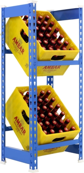 Simonrack Getränkekistenregal, 4 Kästen, Flaschenregal, Getränkekistenhalter, Kistenregal, Grau - Simonbottle