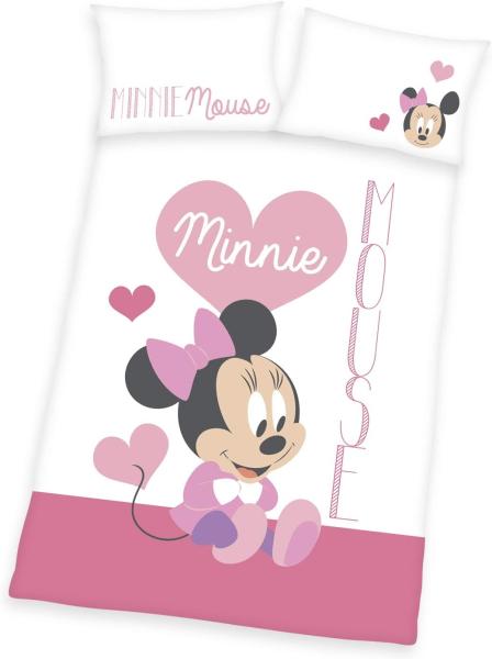 Herding Linon Baby Kinder Bettwäsche Disney Minnie Mouse 100x135 Herz rosa 84620