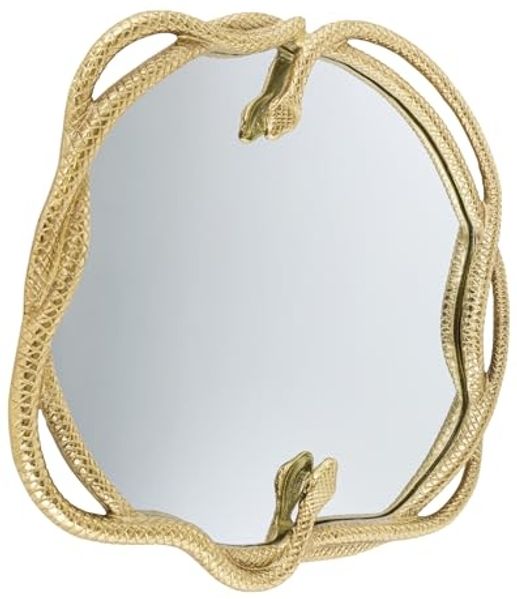 riess-ambiente Wandspiegel SNAKE L 50cm gold Metall - runder Spiegel mit Schlangen-Skulptur (Einzelartikel, 1-St), dekoratives & pflegeleichtes Wohnaccessoire · Statement Piece