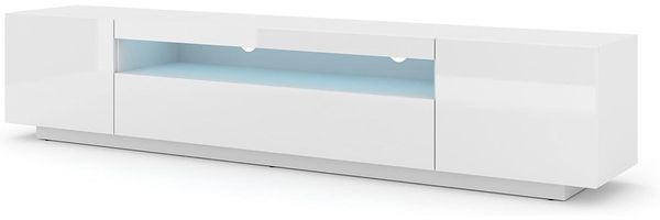 TV-Schrank AURA 200 cm weiß matt, glänzend weiß + LED