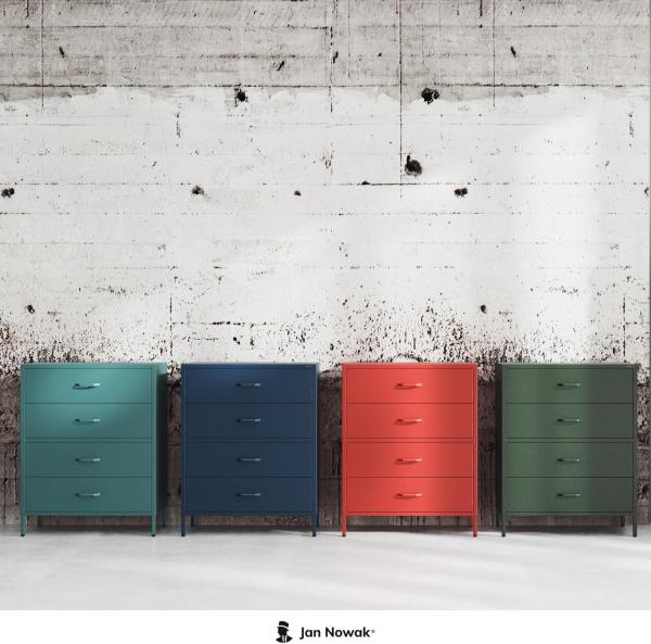 Jan Nowak Metall Kommode mit Schubladen - Carla | Komodenschrank für Schlafzimmer, Wohnzimmer, Kinderzimmer | Industrial Loft Style | Schubladenkommode Glitzernd | 80 x 101,5 x 40 cm | Flaschengrün Bild 7