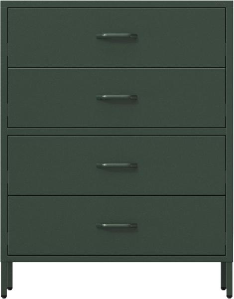 Jan Nowak Metall Kommode mit Schubladen - Carla | Komodenschrank für Schlafzimmer, Wohnzimmer, Kinderzimmer | Industrial Loft Style | Schubladenkommode Glitzernd | 80 x 101,5 x 40 cm | Flaschengrün