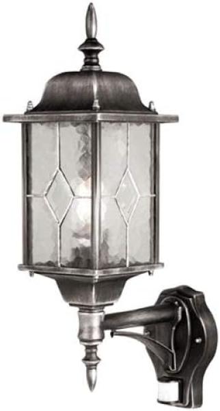 Elstead Lighting Wexford Outdoor 1-Light Wandleuchte Schwarz Silber Sensor E27 IP43