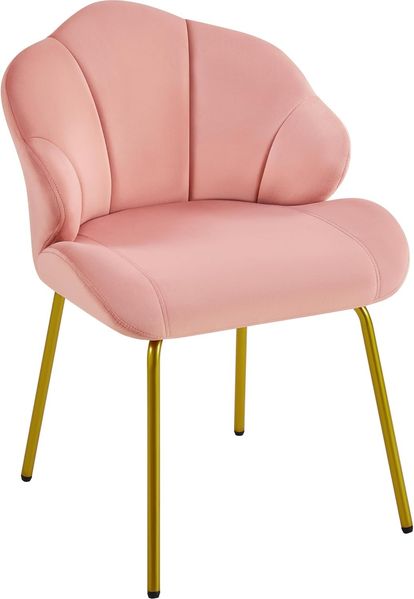 Yaheetech Sessel Loungesessel in Muschelform, Ohrensessel modern, Polsterstuhl mit Metallbeinen, Polyester, für Wohnzimmer/Schminktisch/Schlafzimmer, Rosa