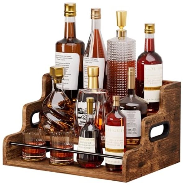 Yorbay Weinregal für Arbeitsplatte,Weinständer aus Holz,Dreistöckiger Bar-Regal, Weinflaschenhalter für Küche, Wohnzimmer und Home-Bar