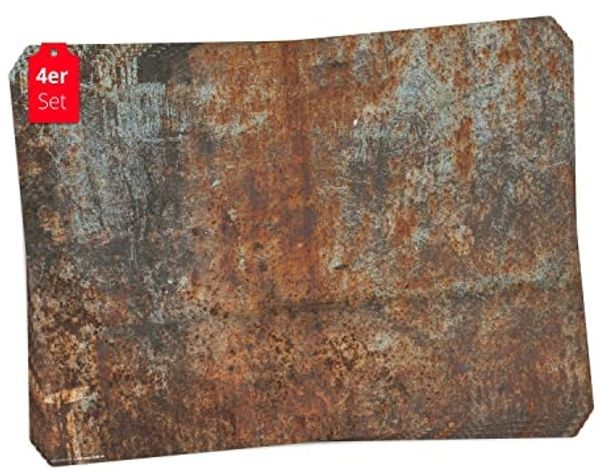 Tischsetmacher Platzset Tischset, Platzset abwaschbar - Stahlplatte Industrial Optik, (aus erstklassigem Vinyl, 4-St, 44 x 32 cm / grau-braun), Made in Germany