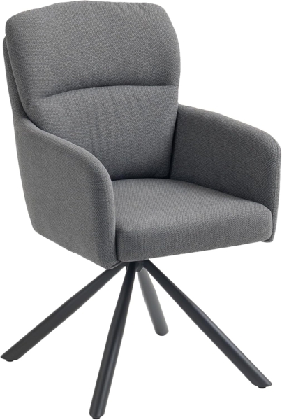 HOMCOM Esszimmerstuhl mit Leinenbezug, Armlehne, Rückenlehne, ergonomisch (360° Drehbar Küchenstuhl, 1 St), für Esszimmer Wohnzimmer, Grau