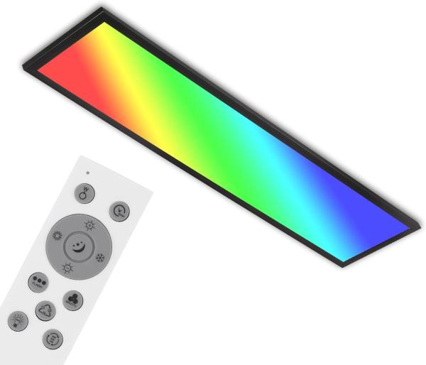 BRILONER Leuchten - LED Deckenleuchte RGB, LED Deckenlampe CCT, Ultra Flach, Dimmbar, Farbwechsel, Fernbedienung, Warmweiß, Neutralweiß, Kaltweiß, 1000x250x66 mm (LxBxH), Schwarz