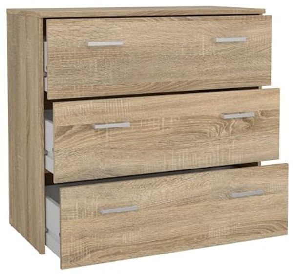 Duero Kommode mit 3 Schubladen Struktur aus Eiche 74,1 x 35,95 x 69,9 cm Bild 5