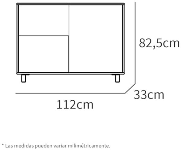 Muebles Pitarch | Sideboard für Wohn- und Esszimmer, Buffet, Möbelstück, 2 Türen und 1 Fach, mit Beinen, Weiß und Eiche Cambrian, 82,5 x 112 x 33 cm, Moderner Eingangsbereich, Tibet Kollektion Bild 3