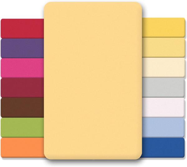 CelinaTex Jersey Spannbettlaken Lucina für Kids Dreierpack 60x120-70x140cm Creme gelb 100% Baumwolle gekämmt superweich Oeko-TEX