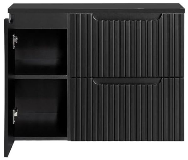 Waschtisch Skelbolu 80x60x40 cm Schwarz [en. casa]