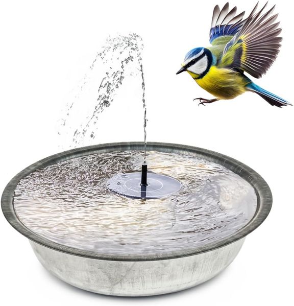 matches21 HOME & HOBBY Blumentopf Solarbrunnen Set mit 40 cm Zink Schale (1 St), Solar Garten Springbrunnen für draußen