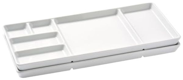 Betty Bossi Servierplatte Gourmet-Teller mit Fächern für Fondue, Raclette, Sushi, BBQ, weiß, Porzellan, (Set, 2-tlg, 2 x Gourmet-Teller), Hochwertige Porzellanteller, perfekt für Weihnachten und Silvester