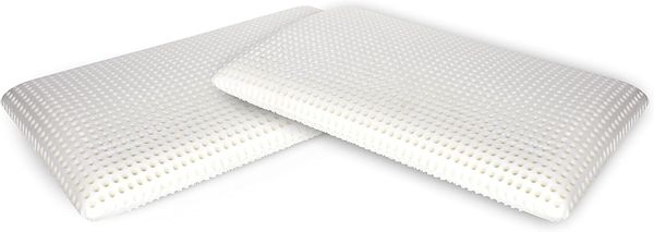 Talamo Italia 2er-Set Kissen für das Bett, 100% Made in Italy, Ergonomisches "Seifen"-Kissen aus perforiertem Memory-Schaum, hypoallergen und atmungsaktiv, 70x39xh10 cm
