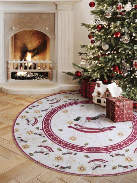 Villeroy & Boch Teppich Toy's Delight Limited Edition Santa Claus, rund, Höhe: 3 mm, Limited Edition, Weihnachten, Wohnzimmer, Baumrock, Waschbar, Rund