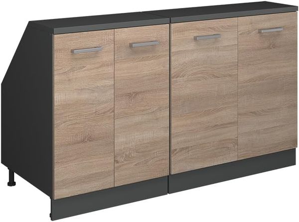 Dachschrägenschrank-Set Rion Sonoma 140 cm 2er Set Schrankkorpuss 60 cm Tiefe Vicco