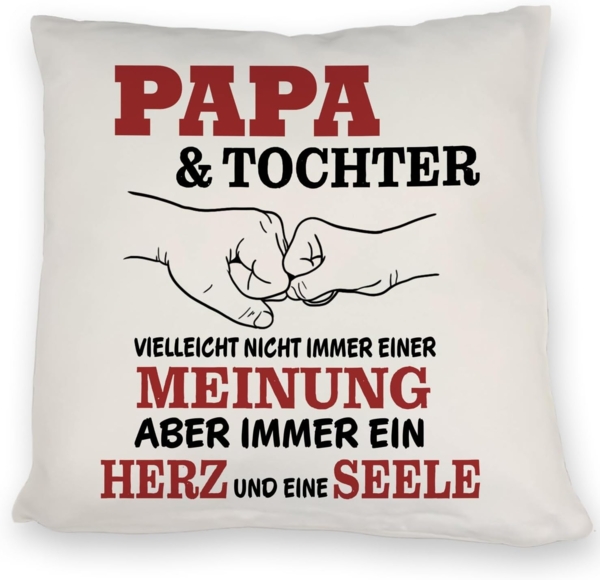 speecheese Dekokissen Papa & Tochter Kissen in rot mit Spruch Ein Herz und eine Seele