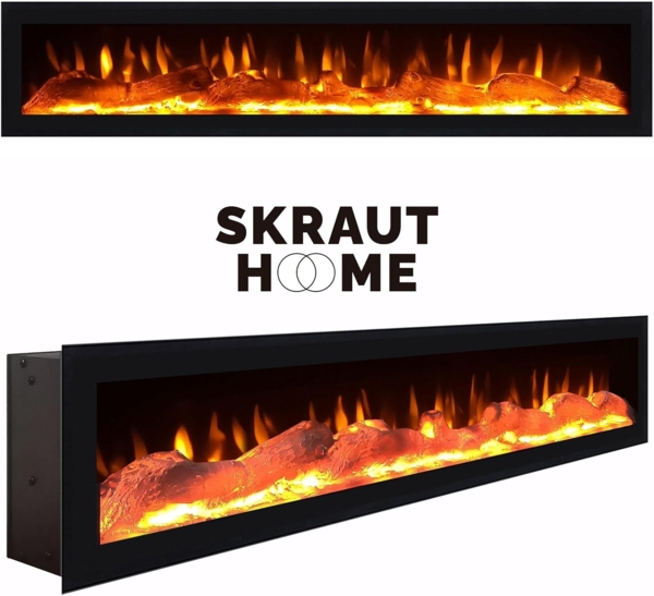 Skraut Home | Sideboard, Highboard | Kommode, Komodenschrank | 150 x 87 x 35 cm | 3 Türen | Elektrokamin. Maße | Industriedesign | Moderner Stil | Schwarz Bild 5