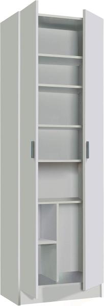 Dmora - 2-türiger Mehrzweckschrank Portsmouth, Zusatzschrank, Moderner Schuhschrank, Vertikales Schuhregal, 59x37h180 cm, Weiß