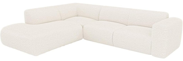 Vente-unique - Großes Ecksofa mit Recamiere mit Rückenlehne - Ecke links - Bouclé-Stoff - Weiß - POGNI von Maison Céphy