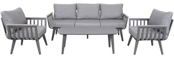 Lesli Living Gartenlounge-Set Alu Lounge Set Amalfi Gartenmöbel Garnitur grau Outdoor, pflegeleicht wetterfest stabil