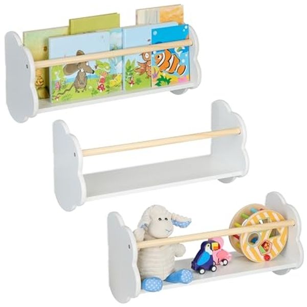 Relaxdays Bücherregal Kinder Wolke 3er Set