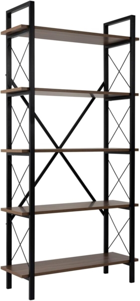 Bücherregal, 'Elysian', 180 x 33,5 x 90, Nussbaum, Schwarz