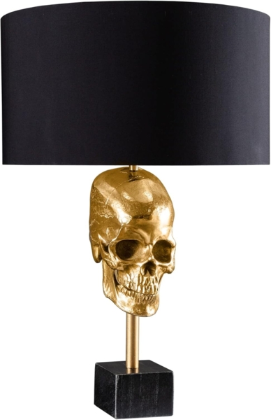 riess-ambiente Tischleuchte SKULL 56cm schwarz / gold, Ein-/Ausschalter, ohne Leuchtmittel, Wohnzimmer · Marmor · Metall · Totenkopf · Modern Design