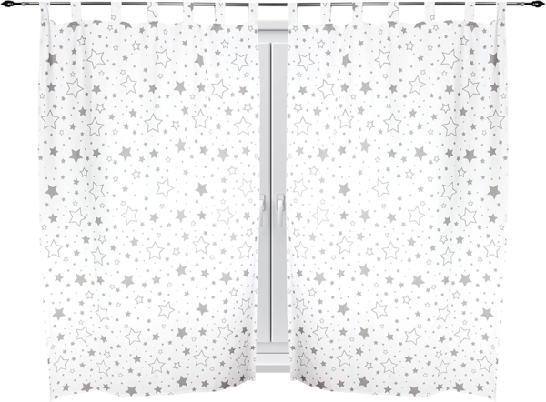 TupTam Kinderzimmer Vorhänge Baby Gardinen mit Schleifen 2er Set, Farbe: Graue Galaxie, Größe: ca. 155x95 cm Bild 3