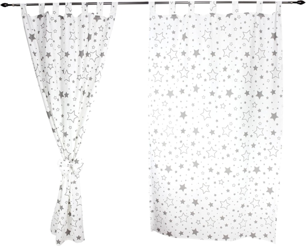 TupTam Kinderzimmer Vorhänge Baby Gardinen mit Schleifen 2er Set, Farbe: Graue Galaxie, Größe: ca. 155x95 cm