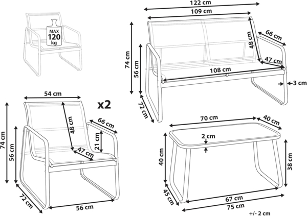 Lounge Set BARREA Metall Schwarz Bild 3