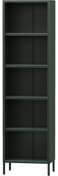 Jan Nowak Bücherregal Metall - Mario | Stabiles Regal Industrial mit 4 höhenverstellbaren Einlegeböden (4x30 kg) und Wandmontage | Hochregal Glitzernd, Regal Schmal | 50 x 180 x 35 cm | Flaschengrün