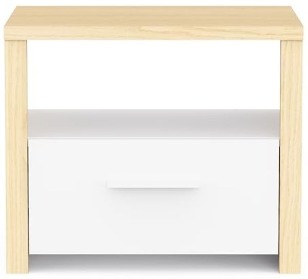 Nachttisch, Holz, Weiß, mit einer leisen Schublade und einer Nische – Nachttisch für Erwachsene im trendigen Design – hergestellt in Frankreich Bild 5