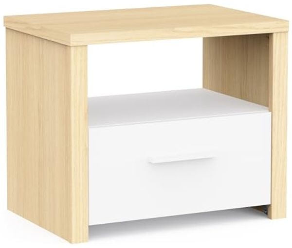 Nachttisch, Holz, Weiß, mit einer leisen Schublade und einer Nische – Nachttisch für Erwachsene im trendigen Design – hergestellt in Frankreich Bild 7