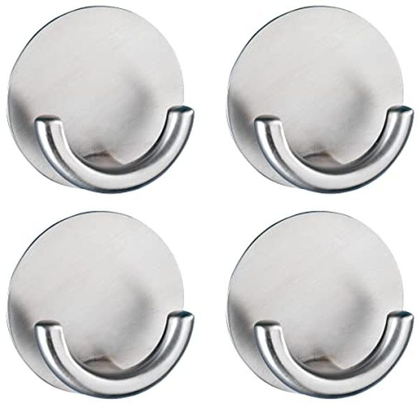 WENKO Wandhaken Rondo, (Set, 4-St), Edelstahl, selbstklebend, rostfrei